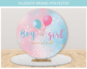 Décoration Fond Photo Baby Shower Round Boy Or Girl - Toile De Fond Pour Fête