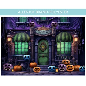 Halloween Nightmare Backdrop, Night Before Christmas Themed Decor, Gothic Dark Villa Birthday Customize Party Pumpkin Decorations Banner