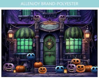 Halloween Nightmare Backdrop, Night Before Christmas Themed Decor, Gothic Dark Villa Birthday Customize Party Pumpkin Decorations Banner