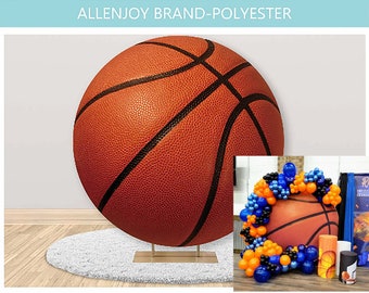 Basketball Round Backdrop Cover,Boys Birthday Party Custom Circle Backdrop,Baby Shower Sports Party Photography Backdrop with Elastic Band