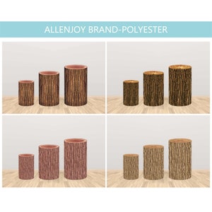 Wood Wall Cylinder Cover,Kids Birthday Baby Shower Safari Wild One Jungle Wood Cylinder Pedestal Pillars,Cylinder Covers Elastic Polyester