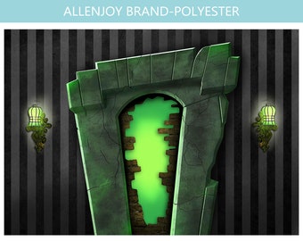 Green Light Black and White Halloween Stripes Backdrop, Juice Beetle Wall Decor, Black Stripes Birthday Costume Party Decorations Banner