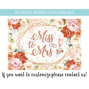 Bridal Shower Backdrop Bachelorette Party Wedding Boho Floral Miss to Mrs Engagement Champagne Decoration Banner Photophone Background