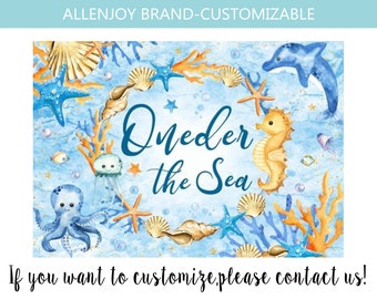 Under The Sea Birthday Banner,Ocean Birthday Backdrop,Baby Shower Under the Sea Party Decor,Sea Animal Baby Shower Decorations,Custom Banner