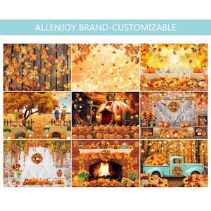 Fall Backdrop,Autumn Fall Leaves Photography Backdrop,Fall Barn Photo Backdrops,Red Fall Truck Photo Banner,Thanksgiving Photo Background