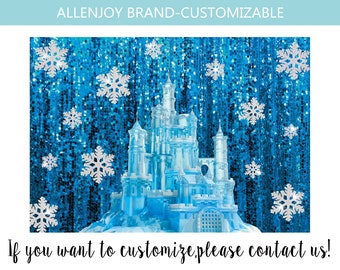 Toile De Fond Château De Glace Et Neige - 2.15x1.5 M, Polyester - Pour Anniversaire, Baby Shower, Photo, Décoration