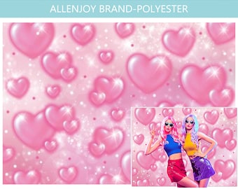 Early 2000s Pink Heart Photography Backdrop,90s Love Valentine Backdrop,2000s Party Decoration,Old School Backdrop,Polyester Fabric Backdrop