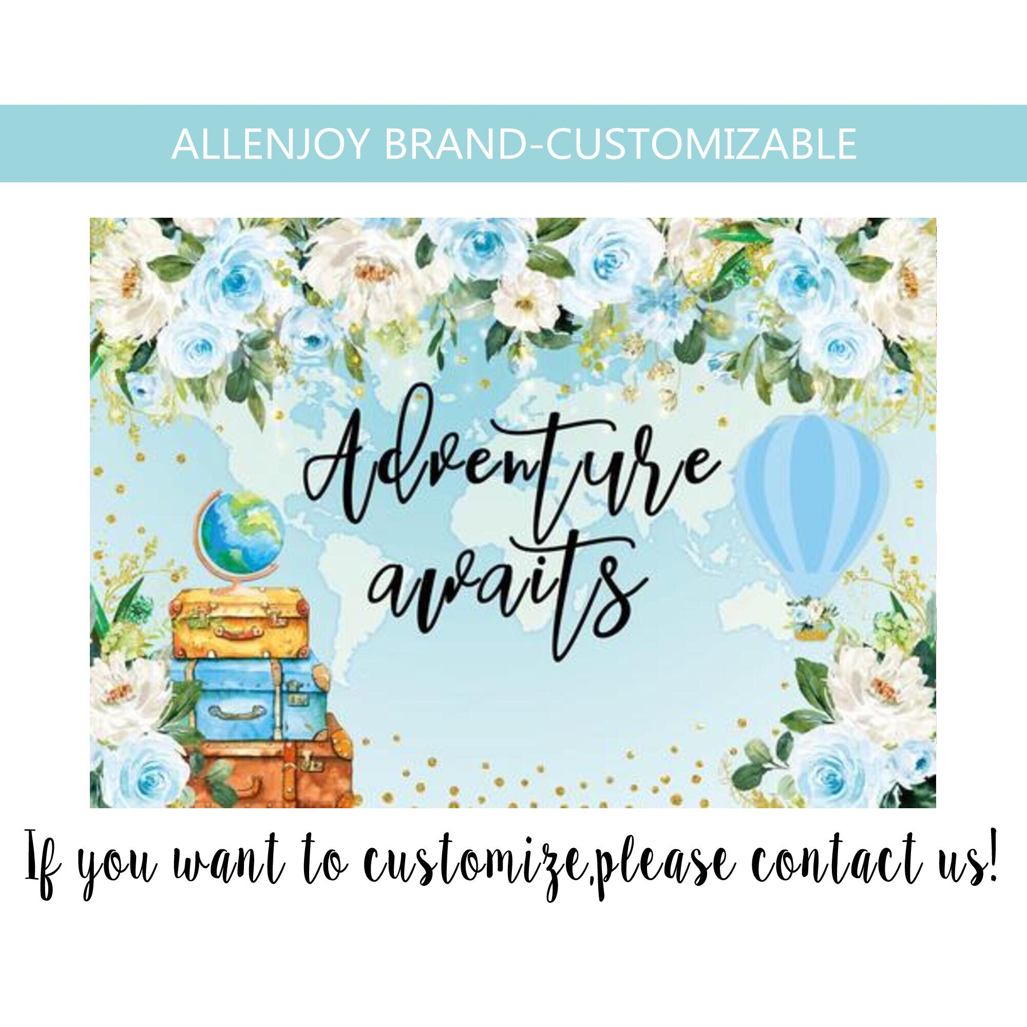 Adventure Awaits Travel BackdropWelcome Travel Baby Shower Birthday Party Backdrop Adventure Awaits BannerAirplane Photo