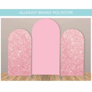 Pink Rose Gold Arch Backdrop,Printing 3D Glitters Chiara Arch Backdrop,Rose Golden Baby Shower Birthday Arch Backdrop Panel,Polyester Fabric