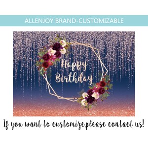 Navy Blue and Rose Gold Glitter Sparkle Backdrop,Adult Women Kids Baby Birthday Party Decorations,Navy Blue Rose Gold Bokeh Sequin Backdrop