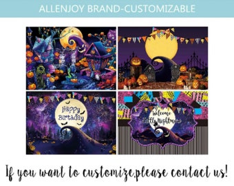 Halloween Backdrop 10x8ft - Pumpkin Bat Starry Sky Photo Background For Parties