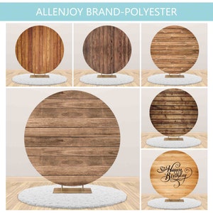 Retro Brown Wood Floor Wall Round Backdrop Cover,White Wood Circle Photography Backdrop,Birthday Wedding Bridal Baby Shower Custom Backdrop