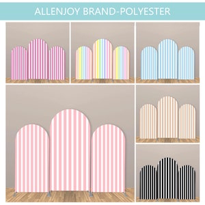 Black and White Stripes Chiara Arch Backdrop, Racing Arch Backdrop,Arched Metal Frame Stand Fabric Backdrop, Birthday Arched Backdrop