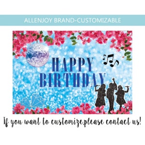 Happy Birthday Backdrop,Greek Party Decorations,Dancing Queen Banners,Musical Movie Party Custom Banner,Greece Mediterranean Banner