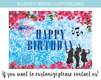 Happy Birthday Backdrop,Greek Party Decorations,Dancing Queen Banners,Musical Movie Party Custom Banner,Greece Mediterranean Banner