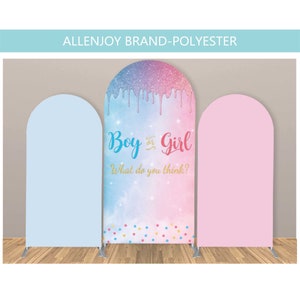 Gender Reveal Arch Backdrop Cover Boy or Girl Newborn Chiara Arch Backdrop,Pink Blue Background Panels,Polyester Fabric Arch Props