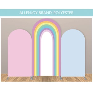 Rainbow Arch Backdrop,Pink Baby Blue Pastel Chiara Arch Backdrop,Baby Shower Birthday Arch Backdrop Panel,Polyester Fabric