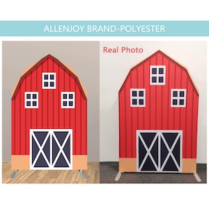 Red Barn Arch Backdrop,Farm Themed Birthday Party Decoration Prop,Chiara Arch Backdrop,Baby Shower Arch Backdrop Panel,Polyester Fabric