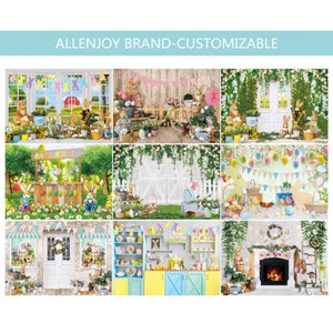 Easter Backdrop for Photography,Easter Spring Pastel Wood Backdrop,Children Easter Egg Bunnies Baskets Flowers Photography Banner