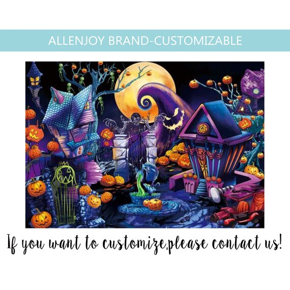 Halloween Backdrop 10x8ft - Pumpkin Bat Starry Sky Photo Background For Parties