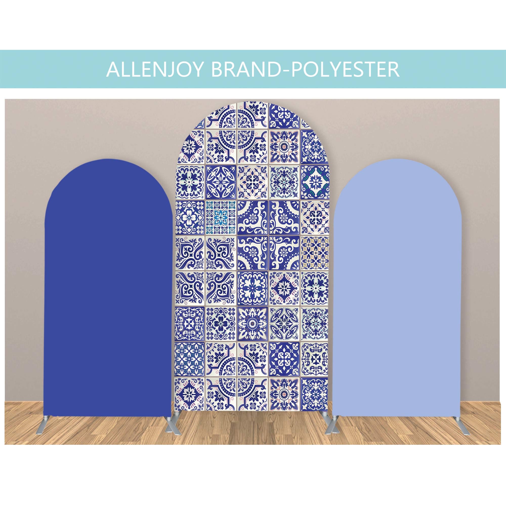 Mediterranean Lemon Arch Backdrop, Main Squeeze Bridal Shower Party Decorations, Blue and White Portuguese Tiles Chiara Arch Backdrop