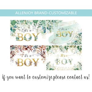It&#39;s a Boy Backdrop,Green Leaves Boy Baby Shower Photography Background,Greenery Eucalyptus Baby Shower Party Decor Banner,Polyester Fabric
