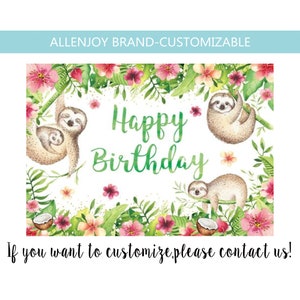 Girl Sloth Birthday Backdrop,Baby Shower Sloth Happy Birthday Backdrop Banner,Let&#39;s Hang Party Backdrop,Girl Zoo Birthday Jungle Backdrop