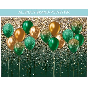 Green and Gold Glitter Backdrop for Birthday Wedding Prom Graduation Photography Background,Glitter Gold Green Balloon Photo Backdrop Decor