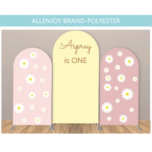 Daisy Arch Backdrop,Two Groovy Daisy Flower Chiara Arch Backdrop, Boho Pink Yellow Arch Backdrop, 1st Birthday Party Baby shower Arch Cover