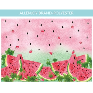 Watercolor Watermelon Photography Backdrop, Watermelon Baby Shower Backdrop, Summer Watermelon Kids First Birthday Cake Smash Photo Banner