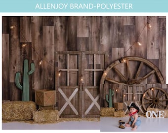 10x8ft Country Western Barn Backdrop for Parties Wild West Cowboy Farmhouse Tavern Wood Wheel Town Building Doorway Photography Background Theme Party Birthday Events Photo Studio Props 