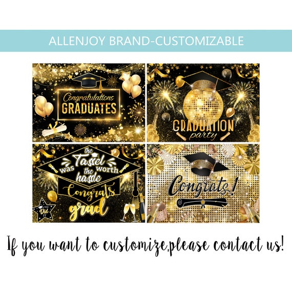 Black and Gold Graduation Backdrop 2022congrats Grad Party Etsy