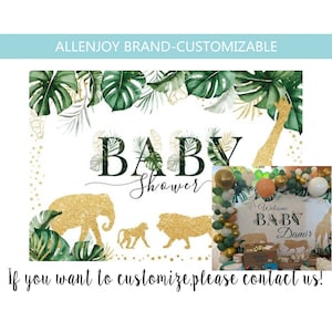 Oh Baby Jungle Safari Party Backdrop,Wild One Greenery Backdrop,Jungle Animals Baby Shower Birthday Backdrop,1st Birthday Custom Backdrop