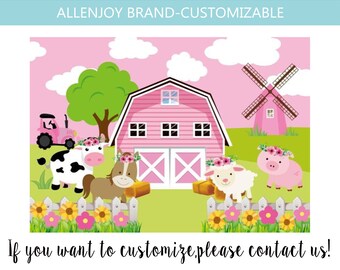 Pink Barn Backdrop Farm Birthday Decorations Pink Barn Farm Birthday Party Photography Background 2nd Birthday Decorations Boy La Granja De Zenon Party Decorations