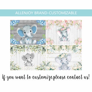 Elephant Backdrop,Baby Shower Elephant Backdrop,Elephant Birthday Party Backdrop Decorations,Boy Girl Elephant Birthday Custom Banner