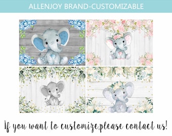 Elephant Baby Shower Backdrop, Custom Birthday Banner