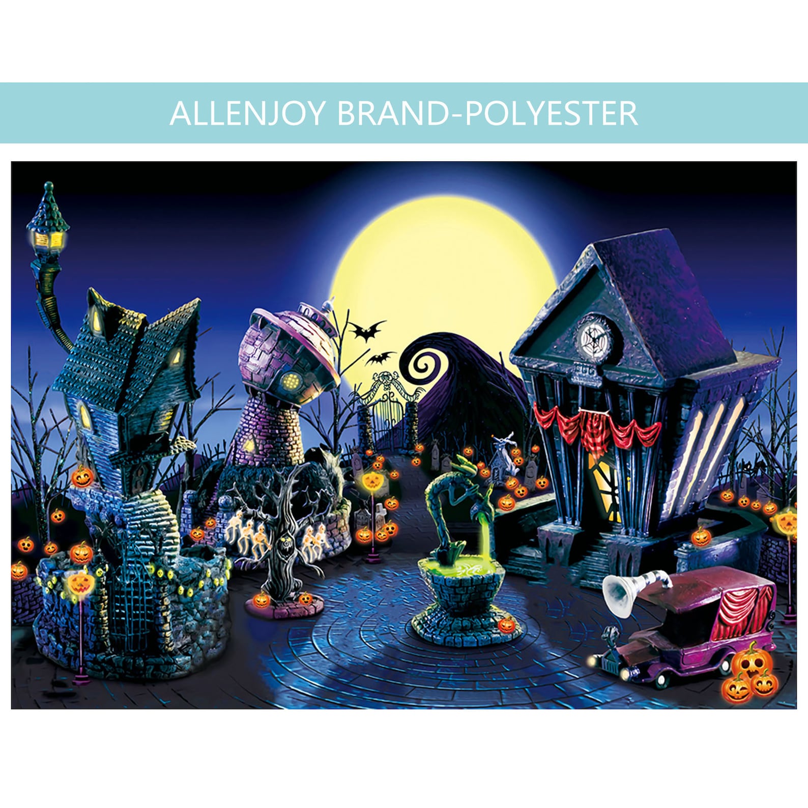 Halloween Nightmare Backdrop Night Before Christmas Themed Decor Blacklight Village Birthday Costume Party Decorations Banner