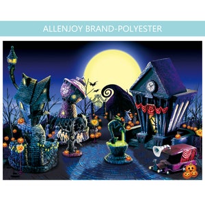 Halloween Nightmare Backdrop, Night Before Christmas Themed Decor, Blacklight Village Birthday Costume Party Decorations Banner