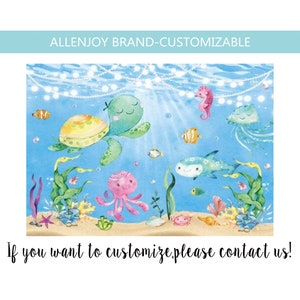 Under The Sea Birthday Backdrop,Baby Shower Custom Underwater Backdrop,Ocean Birthday Party Banner,Underwater World Birthday Party Backdrop