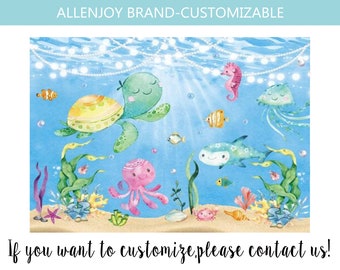 Under The Sea Birthday Backdrop,Baby Shower Custom Underwater Backdrop,Ocean Birthday Party Banner,Underwater World Birthday Party Backdrop