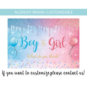 Boy Or Girl Gender Reveal Backdrop,Baby Shower Newborn Birthday Shiny Glitter Pink Or Blue Balloons ,Pink Or Blue Polka Dot Background