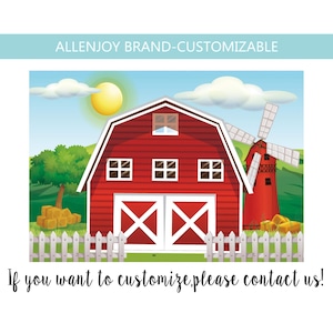 Farm Birthday Backdrop,Red Barn Farm Child Cake Smash Photography Backdrop,Baby Shower Newborn Pink Barn Cow Party Decoration Banner