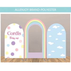 Open Rainbow Arch Backdrop,Baby Shower Birthday Chiara Arch Backdrop,Cloud Arch Backdrop,Arched Fabric Backdrop,Arched Metal Frame Stand