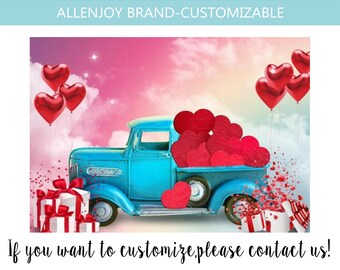 Valentine's Day Love Party Backdrop, XOXO Engagement Truck Heart Wedding Bridal Photography Decoration Background, Polyester Fabric