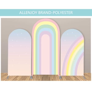 Rainbow Arch Backdrop,Birthday Wedding Custom Pastel Chiara Arch Backdrop,Baby Shower Unicorn Arch Backdrop Panel,Polyester Fabric