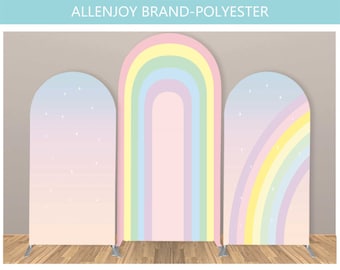 Rainbow Arch Backdrop,Birthday Wedding Custom Pastel Chiara Arch Backdrop,Baby Shower Unicorn Arch Backdrop Panel,Polyester Fabric