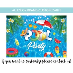 Pool Party Backdrop,Summer Beach Pool Party Decorations,Baby Shower Summer Birthday Pool Party Banner,Custom Swimming Pool Party Backdrop