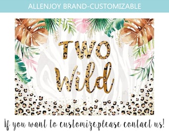 Two Wild Backdrop,Two Wild Banner,Cheetah Backdrop,Safari Backdrop Birthday,Leopard Tassel Banner,Two Wild Birthday Girl Backdrop,Custom