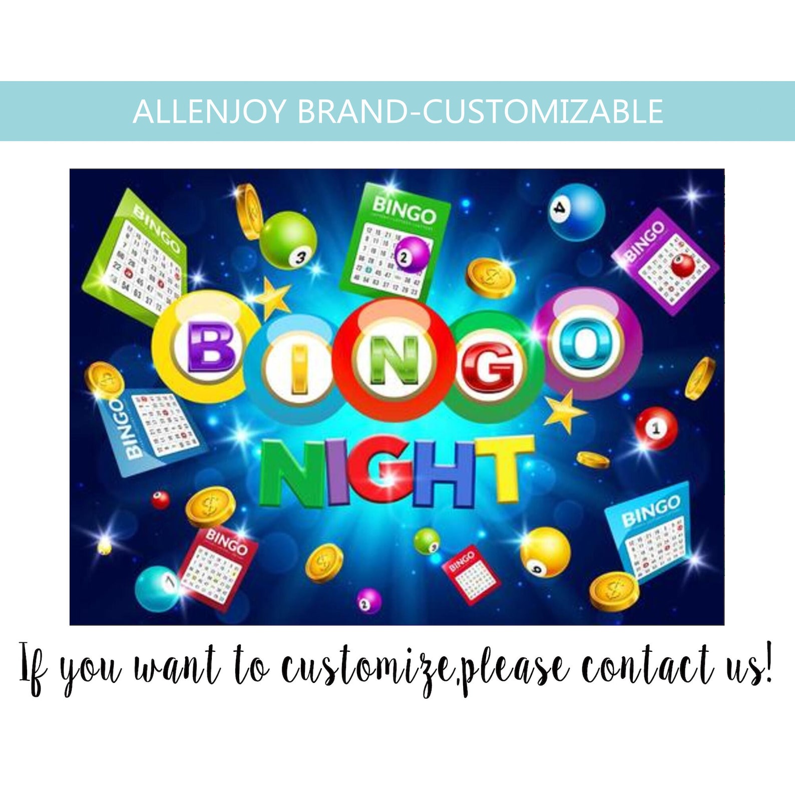 Bingo Night Backdrop Bingo Game Time Party Custom Banner Winning Ball Party Backdrop Bingo Night Birthday Party Backdrop
