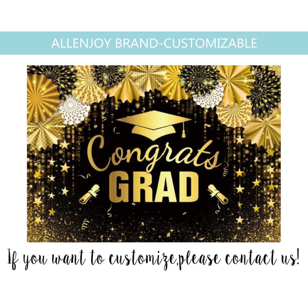 Graduation Backdrop,black and Gold Class of 2025 Backdrop,congrats Grad ...